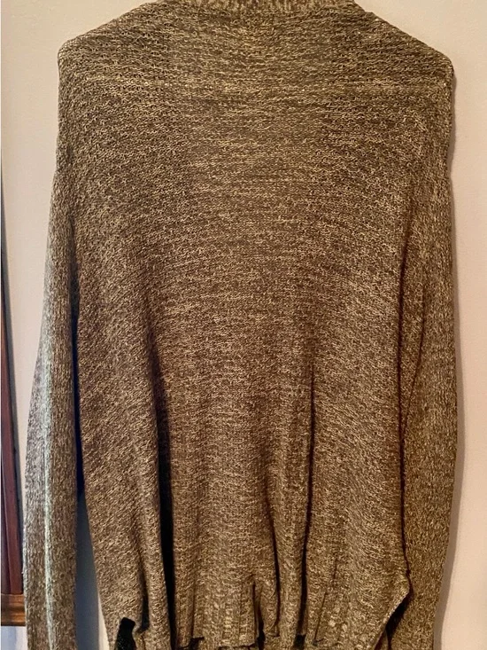 Cozy Open-Front Women's Sweater Cardigan - Green Gray Mix - Picture 3 of 4
